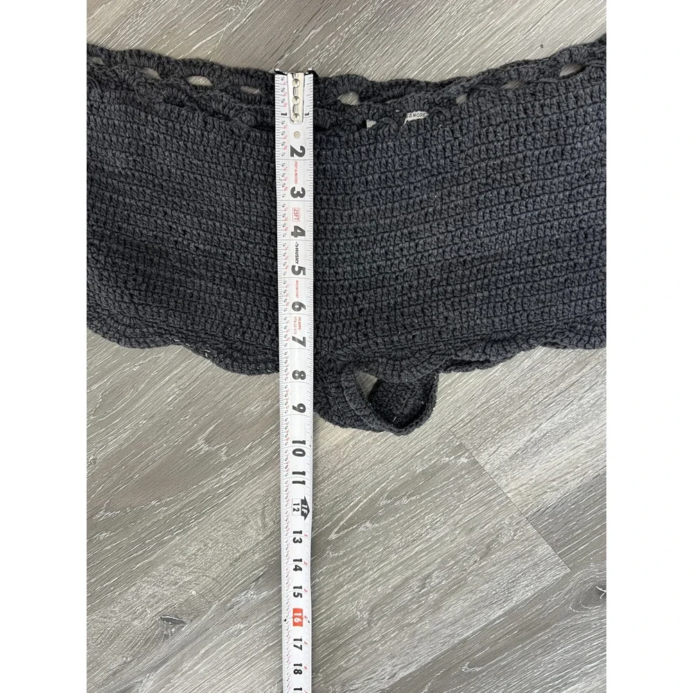 Tagalos Charcoal Black Rayon Crochet Knitted Micro Mini Shorts Hot Pant Women XL